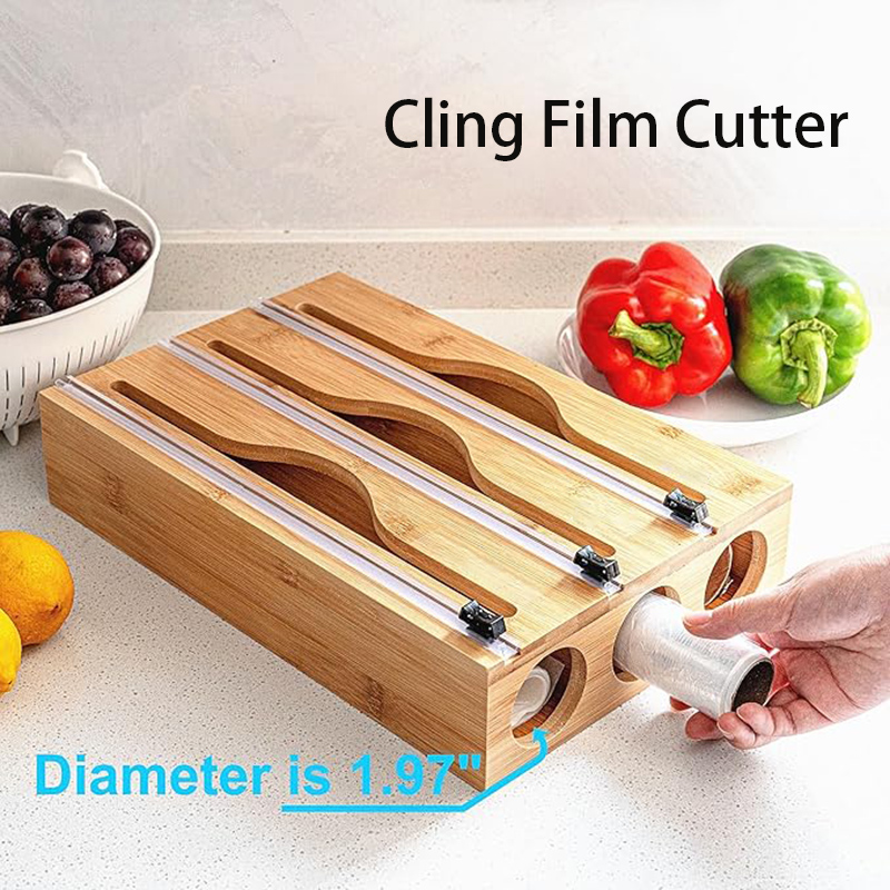 Kitchen Baking Tray Organizer - 3 In 1 Bamboo Foil Cling