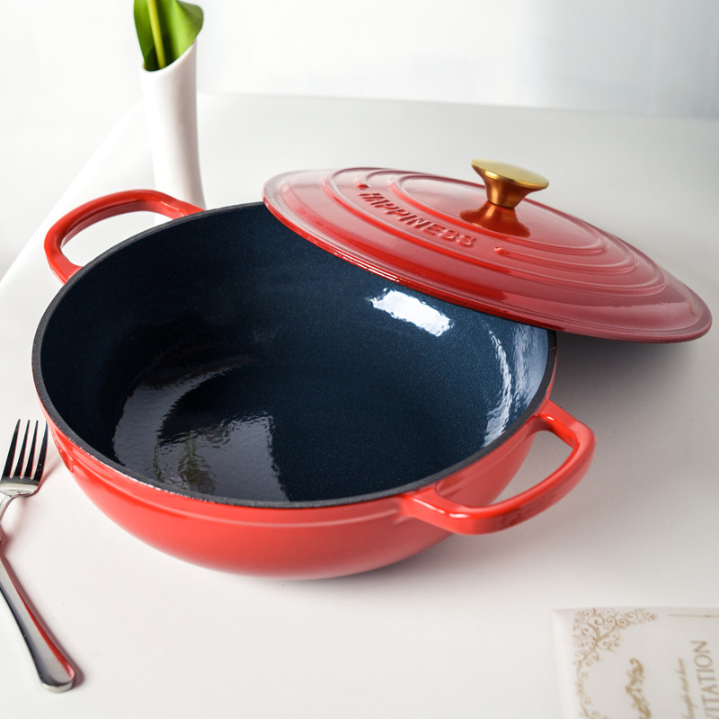 Bread Baking Kitchen Utensils - 30cm Enamel Cast Iron Round Dutch