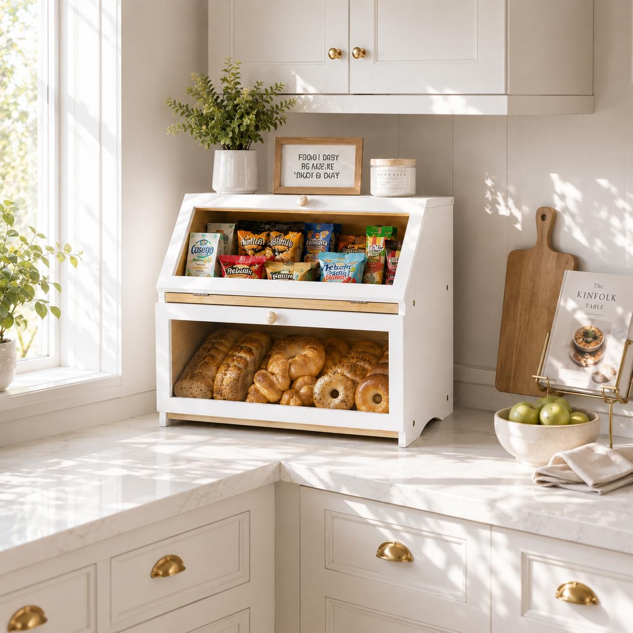 HOMEKOKO Double Layer Bread Bo - Kitchen Baking Tray Organizer ulasan dan harga