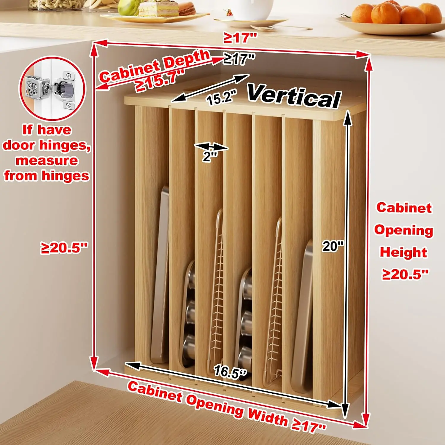 7 Tier Wooden Tray Dividers fo - Kitchen Cabinet Baking Organizer ulasan dan harga