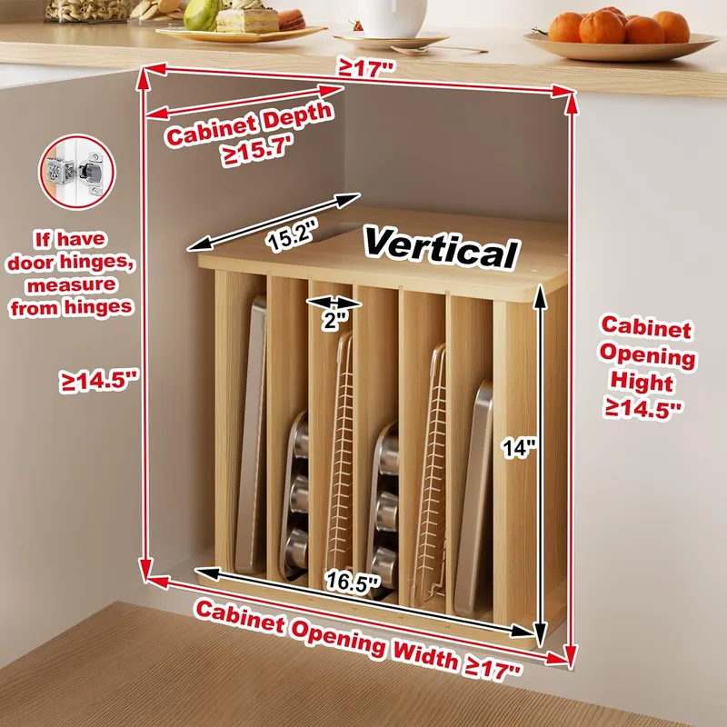 7 Tier Wooden Tray Dividers fo - Kitchen Cabinet Baking Organizer ulasan dan harga