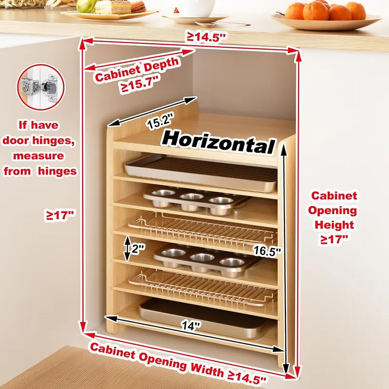 7 Tier Wooden Tray Dividers fo - Kitchen Cabinet Baking Organizer ulasan dan harga