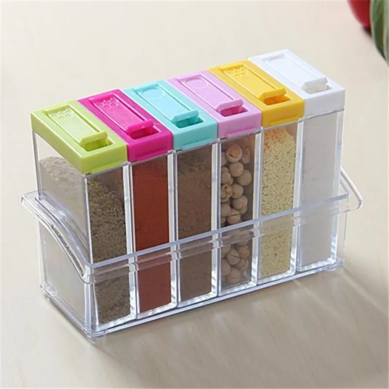 Transparent Seasoning Six Grid - Kitchen Baking Tray Organizer ulasan dan harga