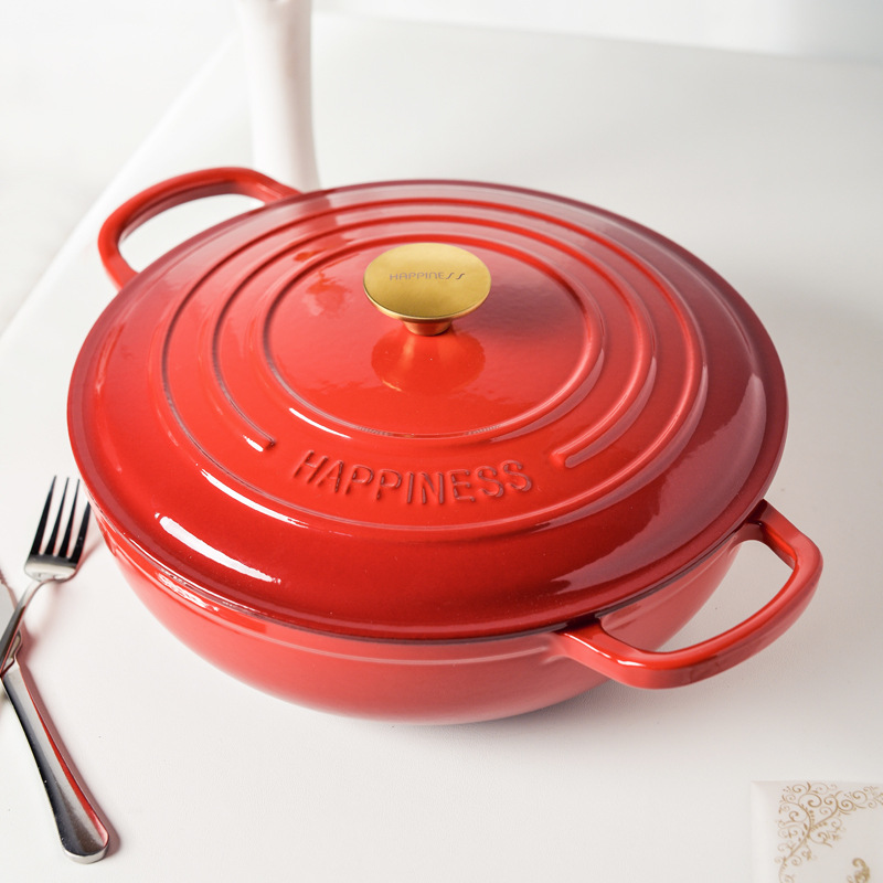 30cm Enamel Cast Iron Round Du - Bread Baking Kitchen Utensils ulasan dan harga