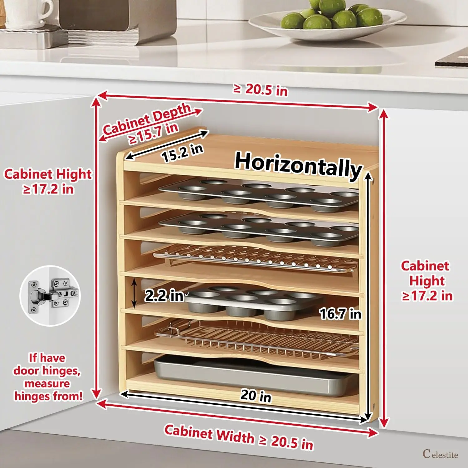 Wooden Tray Dividers for Cabin - Kitchen Cabinet Baking Organizer ulasan dan harga